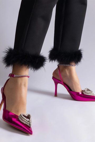 Décolleté rosa con punta aperta decorate con zirconi Isoda