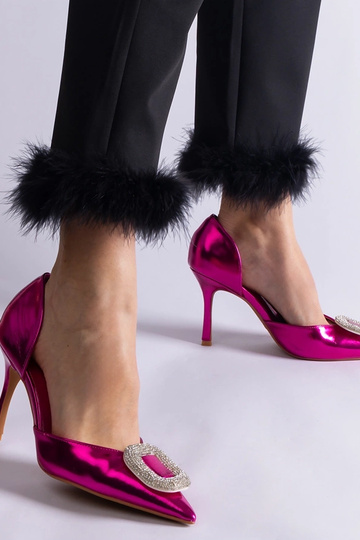 Scarpe col tacco rosa decorate con zirconi Coluga 2