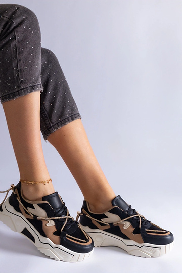 Sneakers nere decorate con cordino in zircone Valdez
