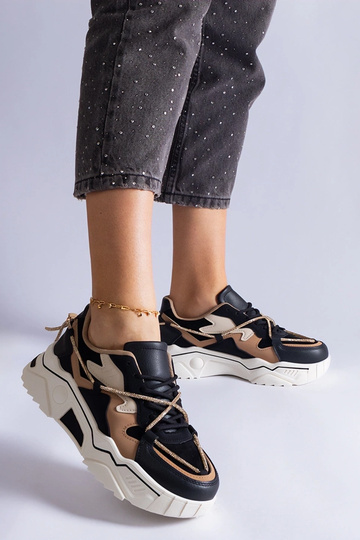 Sneakers nere decorate con cordino in zircone Valdez 2