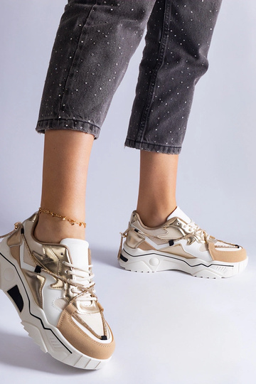 Sneakers beige decorate con cordino in zircone Valdez 2