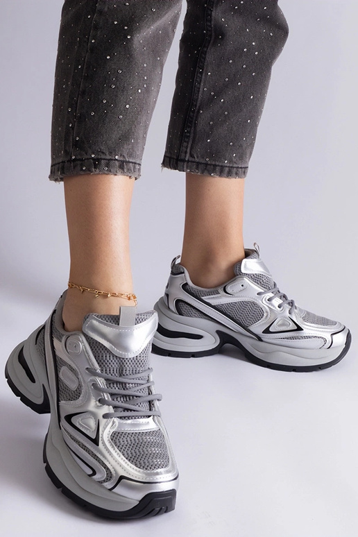 Sneakers argentate con suola Adom...