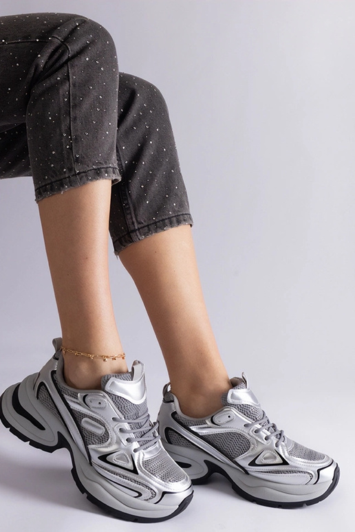 Sneakers argentate con suola Adom...