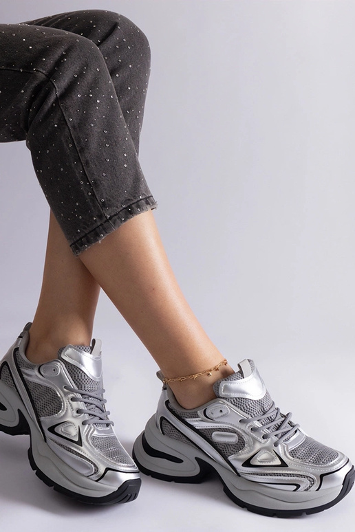 Sneakers argentate con suola Adom...