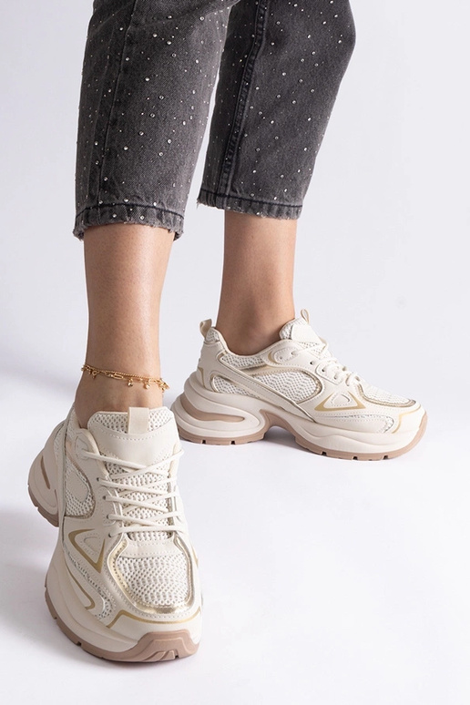 Sneakers beige con suola Adom massiccia