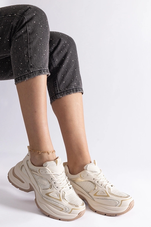 Sneakers beige con suola Adom massiccia