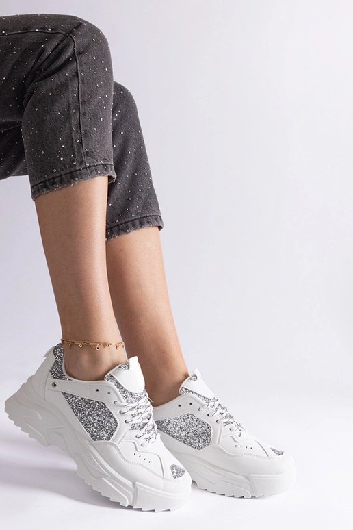 Sneakers donna bianche con inserti...