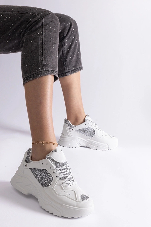 Sneakers donna bianche con inserti...