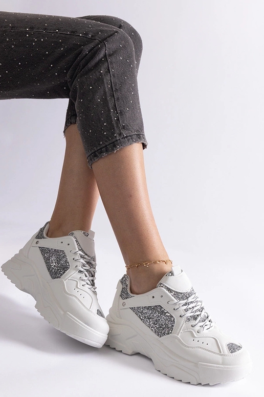 Sneakers donna bianche con inserti...