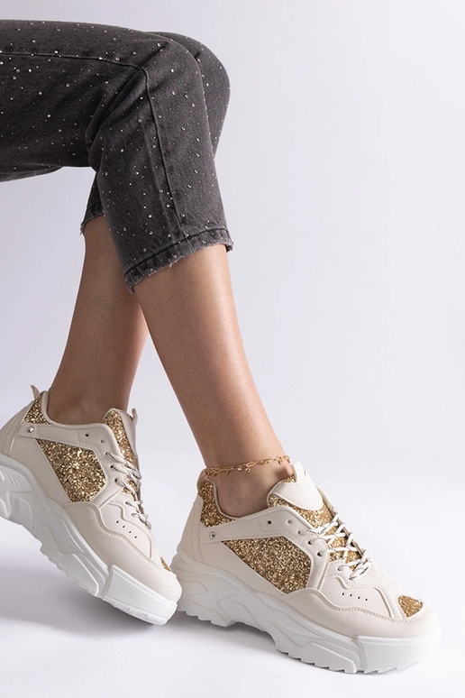 Sneakers donna beige con inserti...