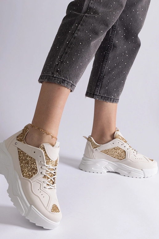 Sneakers donna beige con inserti...