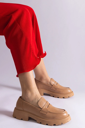 Mocassini da donna in ecopelle beige scuro Violanda