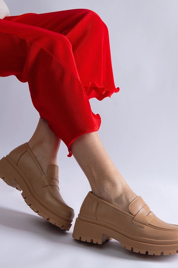 Mocassini beige scuro in ecopelle Fiorenza