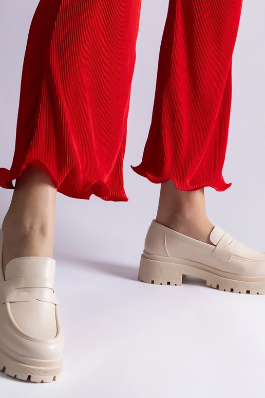 Mocassini beige in ecopelle Fiorenza