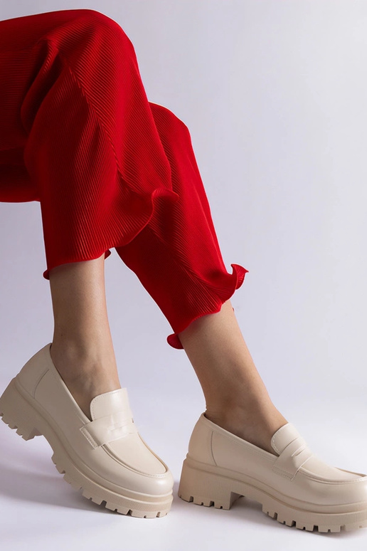 Mocassini beige in ecopelle Fiorenza