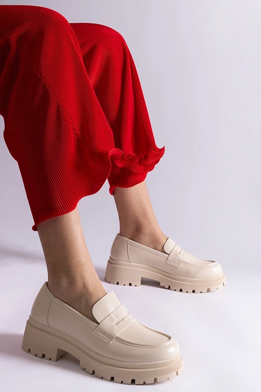 Mocassini beige in ecopelle Fiorenza