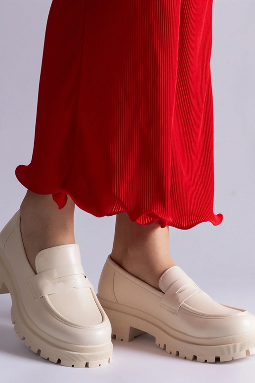 Mocassini beige in ecopelle Fiorenza