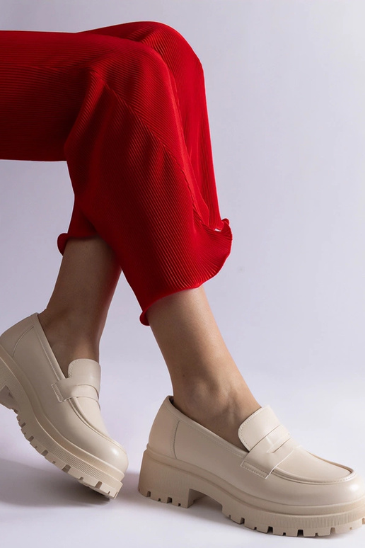 Mocassini beige in ecopelle Fiorenza