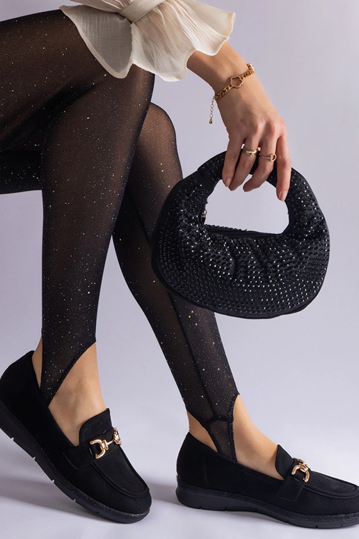 Mocassini femminili neri traforati in...