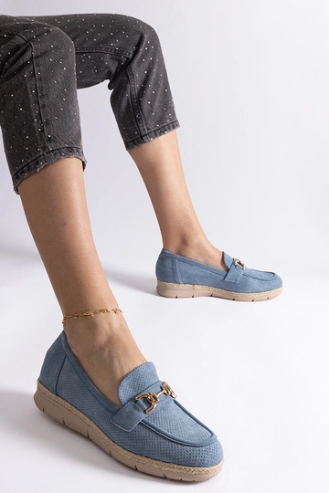 Ballet shoes femminili blu in scamosciato sintetico Sandoval