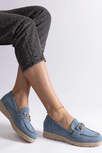 Ballet shoes femminili blu in scamosciato sintetico Sandoval 2