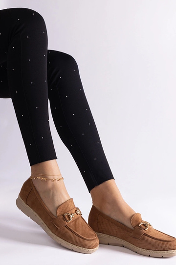 Ballet shoes femminili color caramello in scamosciato sintetico Sandoval 2