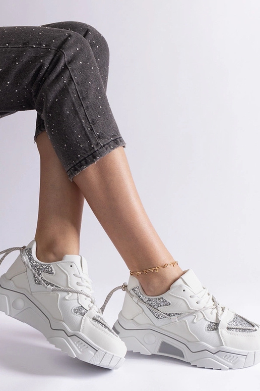 Sneakers da donna bianche con glitter...