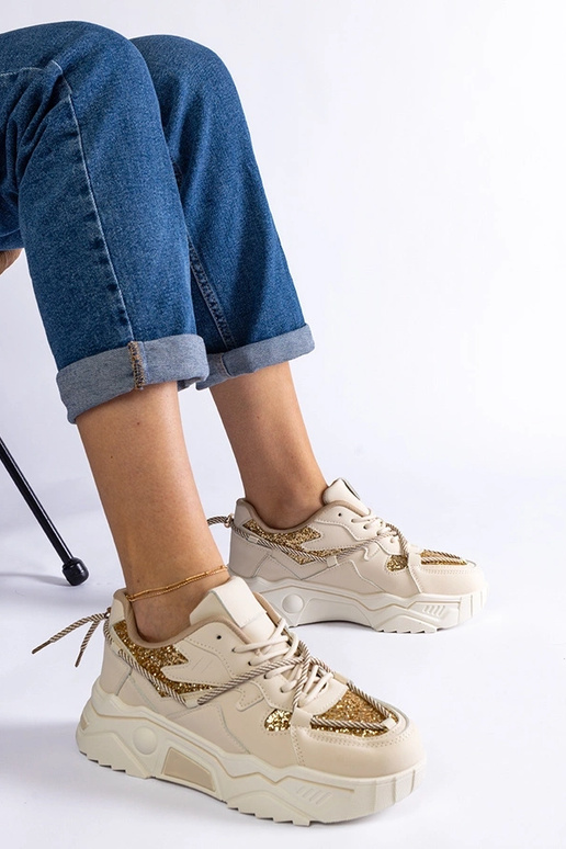 Sneakers da donna beige con glitter Agar