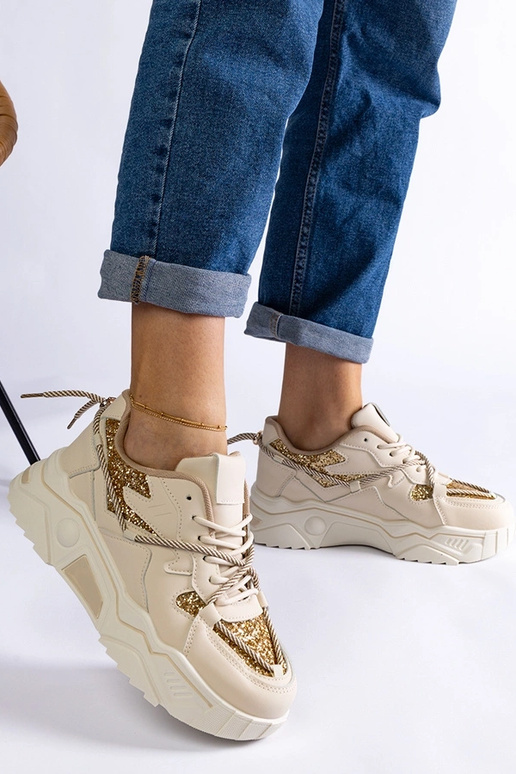 Sneakers da donna beige con glitter Agar