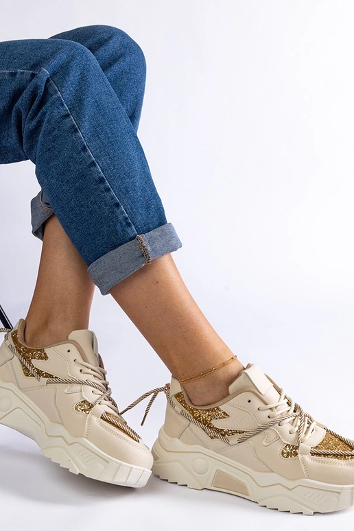 Sneakers da donna beige con glitter Agar