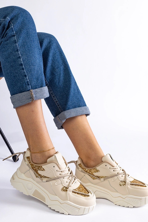 Sneakers da donna beige con glitter Agar