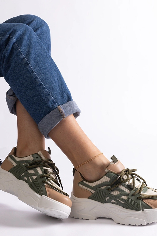 Sneakers da donna Alva verdi e beige