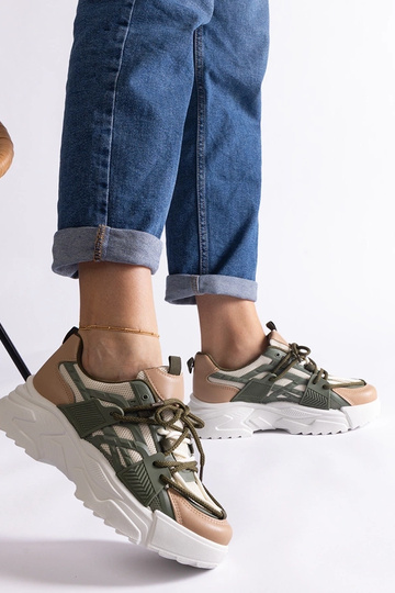 Sneakers da donna Alva verdi e beige 2