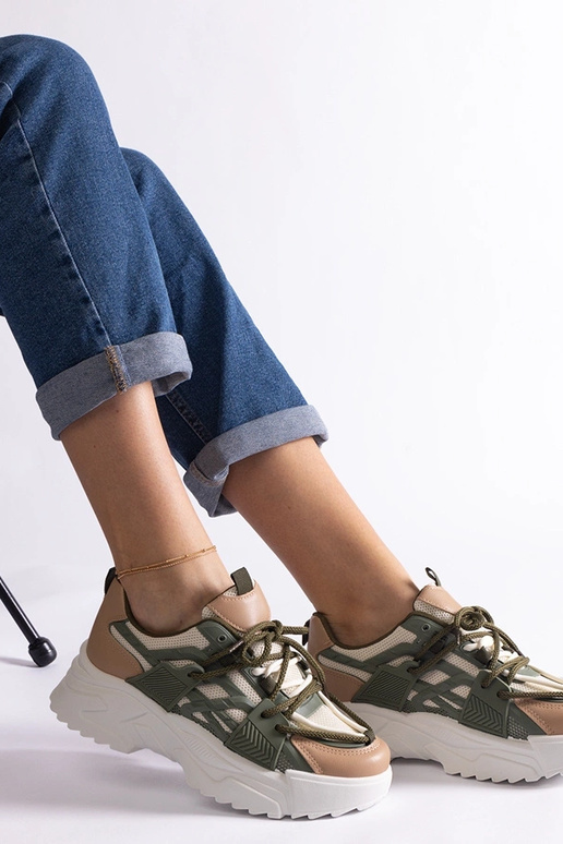 Sneakers da donna Alva verdi e beige