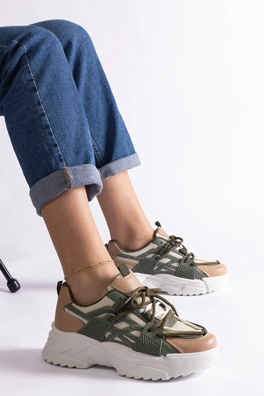 Sneakers da donna Alva verdi e beige