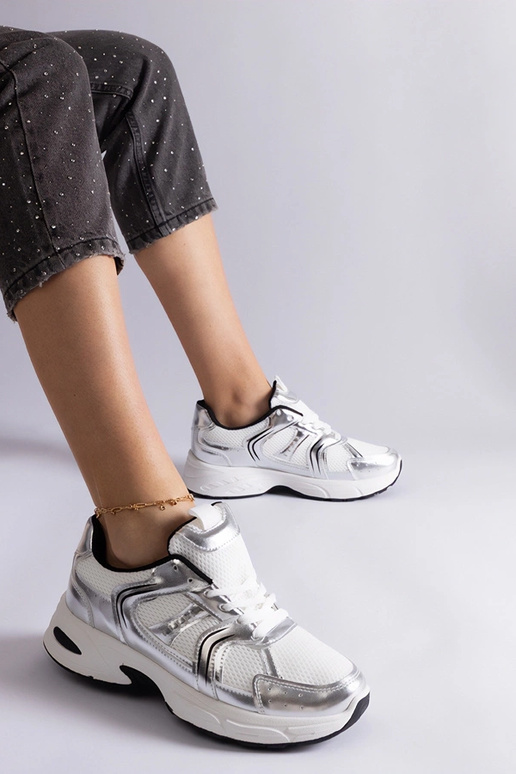 Sneakers sportive Ena bianche e argento