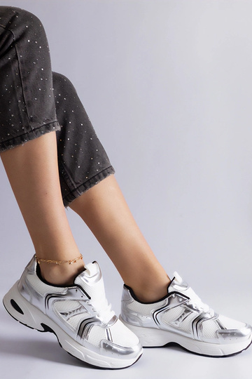 Sneakers sportive Ena bianche e argento 2