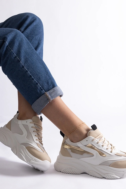 Sneakers da donna beige e oro Milenka