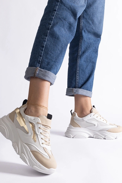 Sneakers da donna beige e oro Milenka