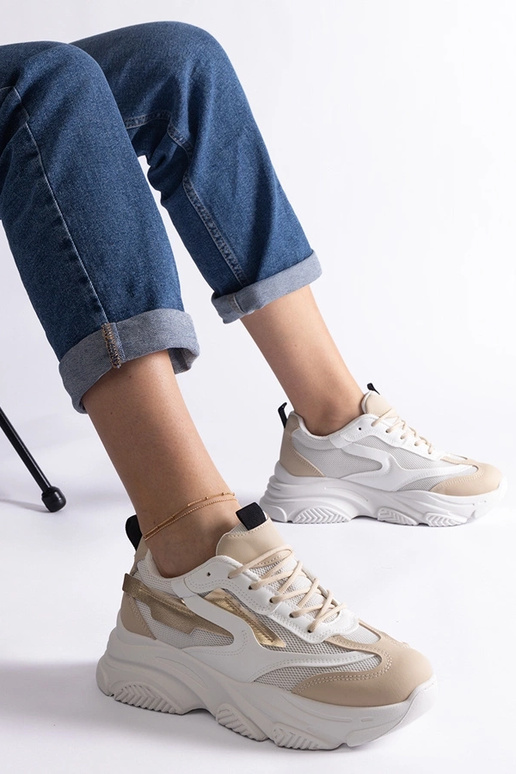 Sneakers da donna beige e oro Milenka