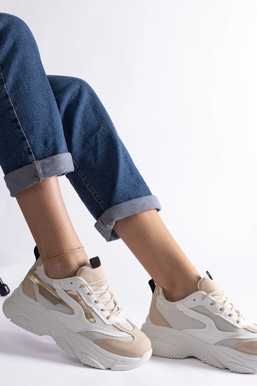 Sneakers da donna beige e oro Milenka