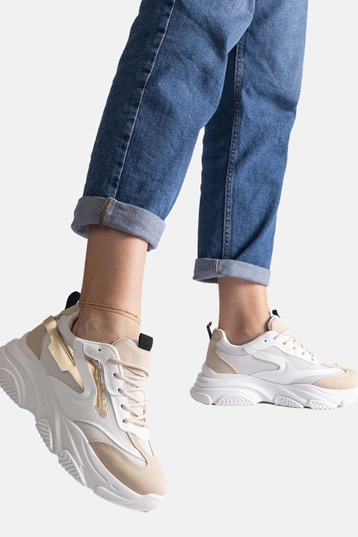 Sneakers da donna beige e oro Milenka