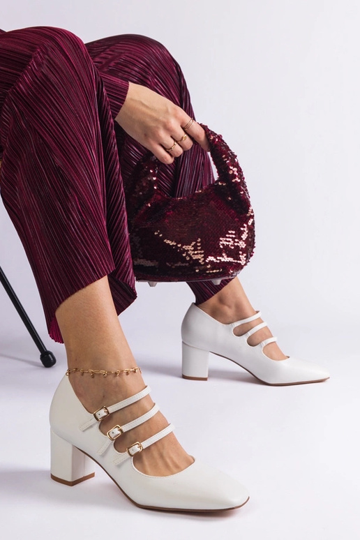 Décolleté bianche con tacco a blocco...