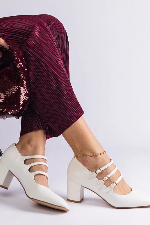 Décolleté bianche con tacco a blocco...