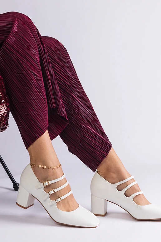 Décolleté bianche con tacco a blocco...