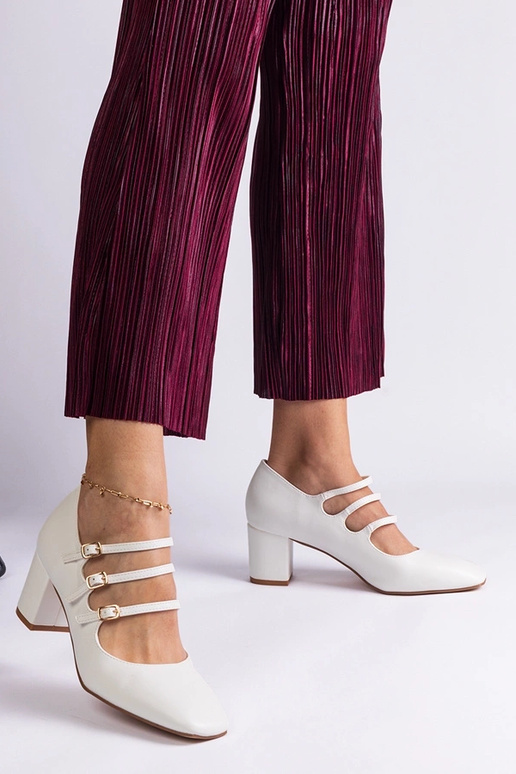 Décolleté bianche con tacco a blocco...