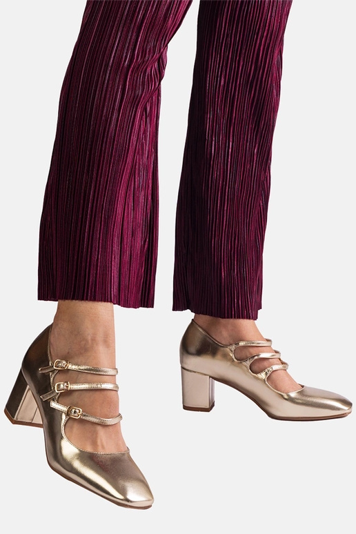 Décolleté dorate con tacco a blocco e...