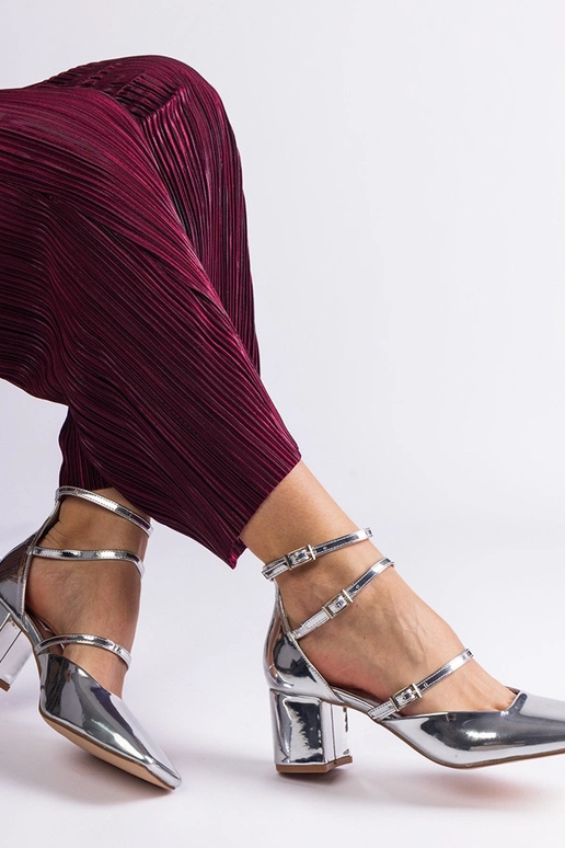 Décolleté in vernice argento con...