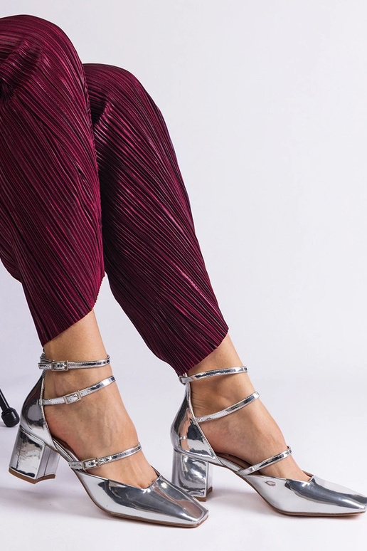 Décolleté in vernice argento con...