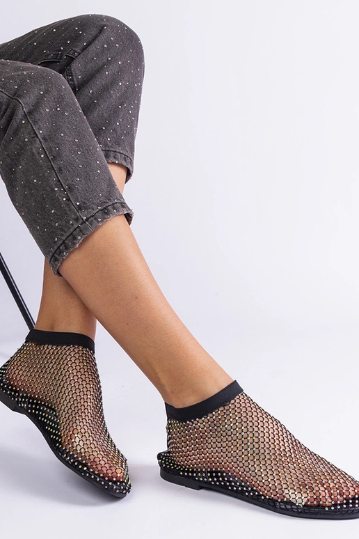 Sandali in rete nera con zirconi Antalia